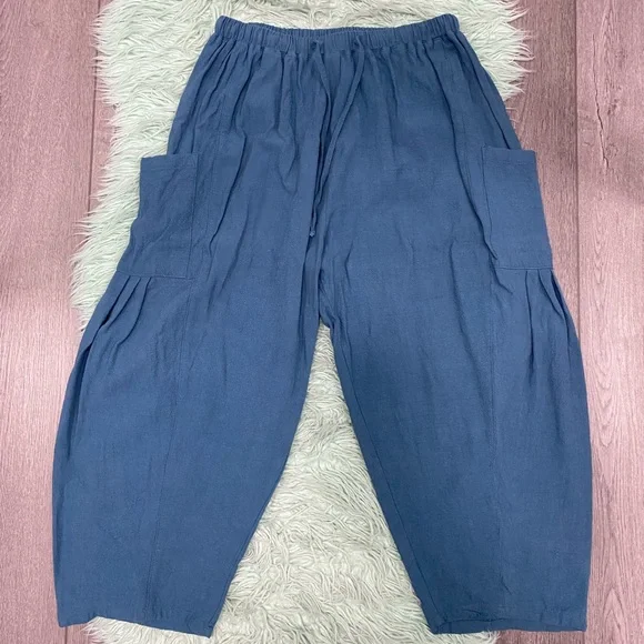 Tarse Women's Teal Wide Leg Pants - Picture 2 of 6